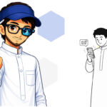 رجل يحمل هاتفًا يعرض تطبيق مكنون مع رقم جوال مشفر، وبجانبه شخص يستخدم الهاتف لتلقي رسالة