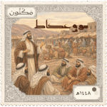 طابع بريدي بشعار مكنون وعبارة (سوق عكاظ ) بدون نقاط